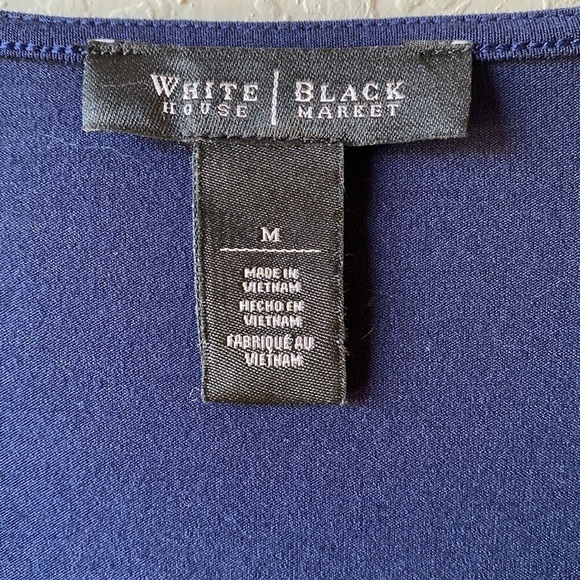 WHBM Blue Beaded V Neck Top Size Medium - Picture 3 of 13